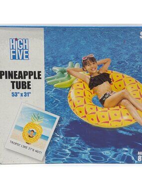 High Five Pineapple Pool Tube Float 53" x 31" For Ages 8+ Tropical Design